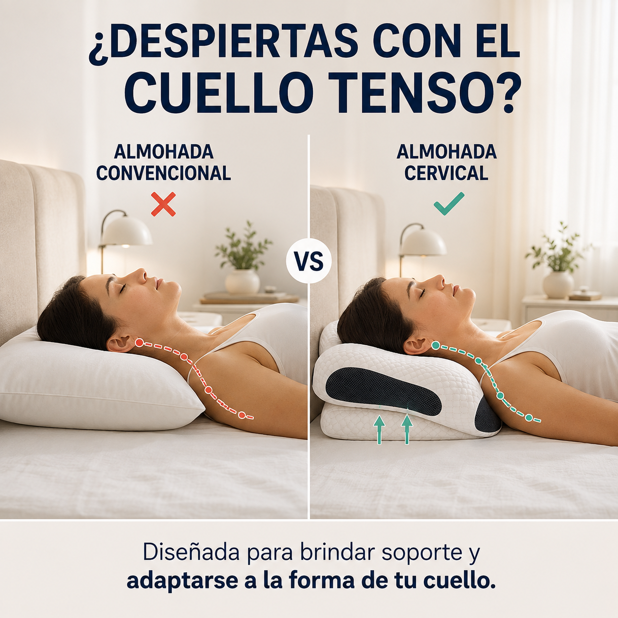 ALMOHADA ERGONOMICA DE ALINEACIÓN CERVICAL DE ESPUMA VISCOELÁSTICA