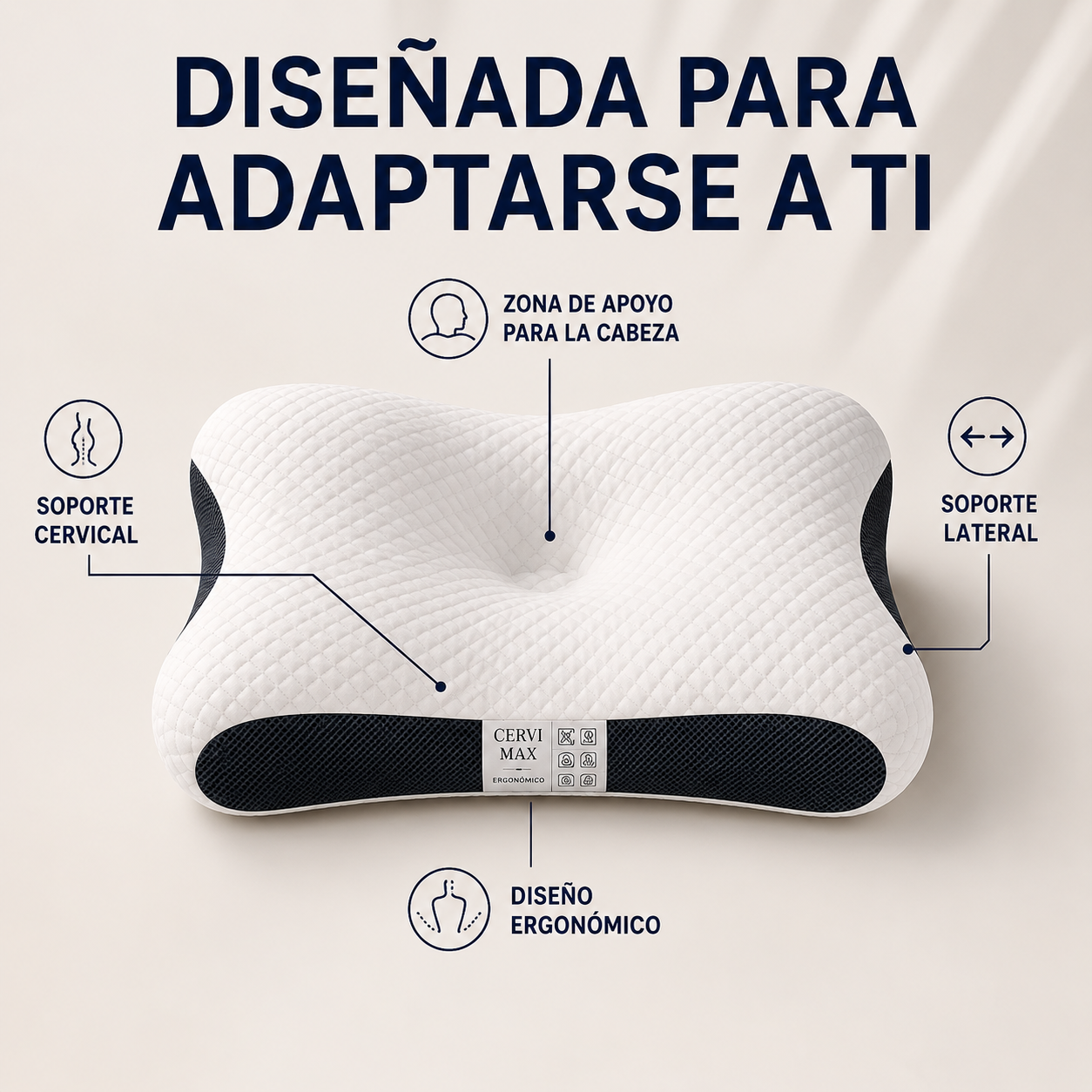 ALMOHADA ERGONOMICA DE ALINEACIÓN CERVICAL DE ESPUMA VISCOELÁSTICA