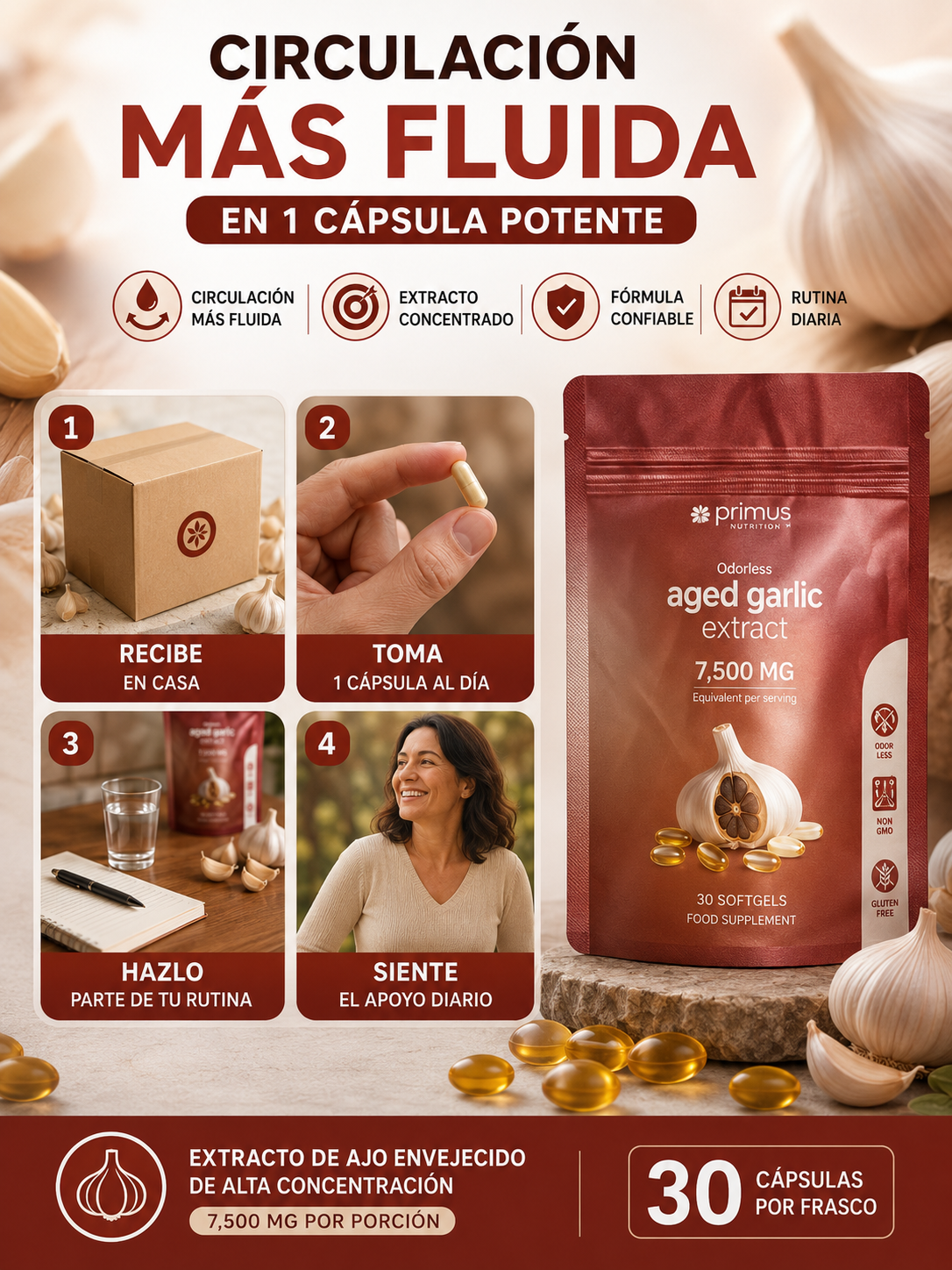 Extracto de ajo envejecido: apoyo natural para controlar la presión arterial